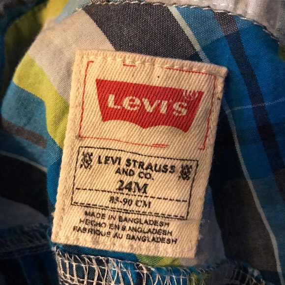 3/$20 Levi’s Blue & Green Plaid Button Down Shirt - Picture 3 of 3